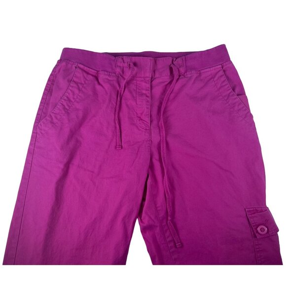 Ruby Rd. Stretch Straight Leg Cargo Pants Women's 8 Hot Pink Drawstring Pockets - Picture 4 of 8